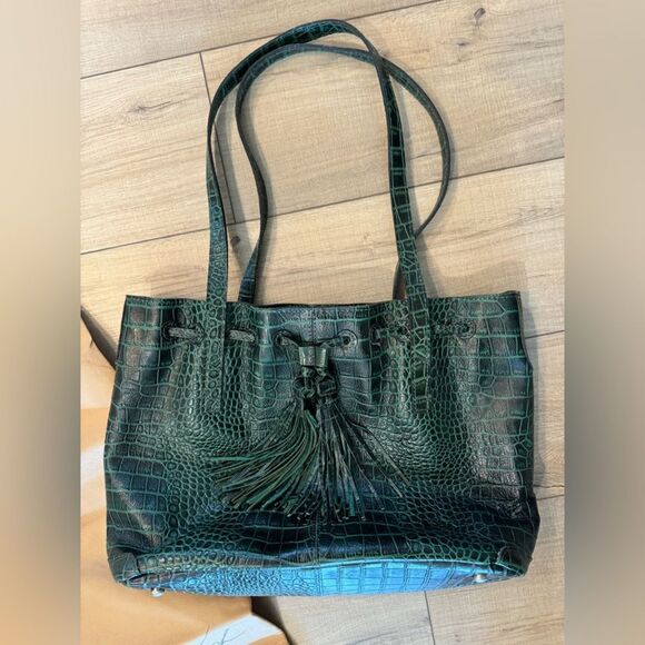 Patricia Nash 10th Anniversary Limited Edition Vintage Green Croc Leather Bag - Picture 3 of 16
